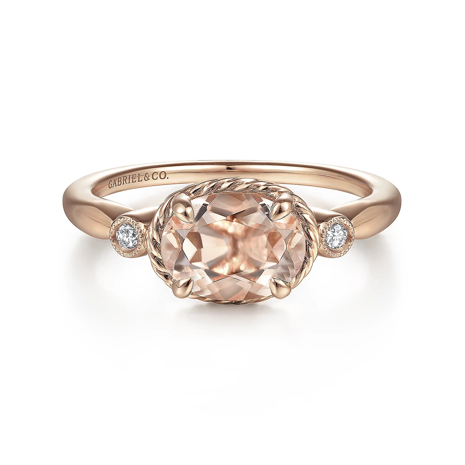 Three stone morganite ring deals
