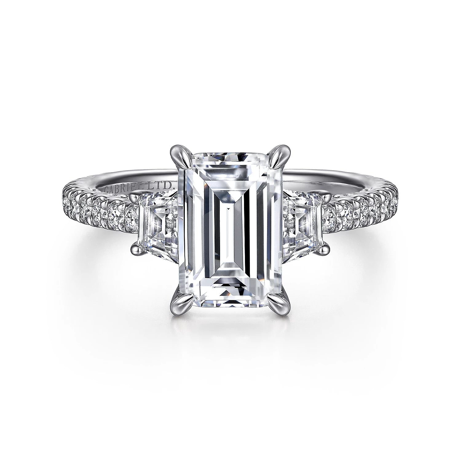 7/8ct tw Diamond Halo Three Stone Engagement Ring Setting in 14K White Gold  JENGS22-0083 - Ramsey's Diamond Jewelers