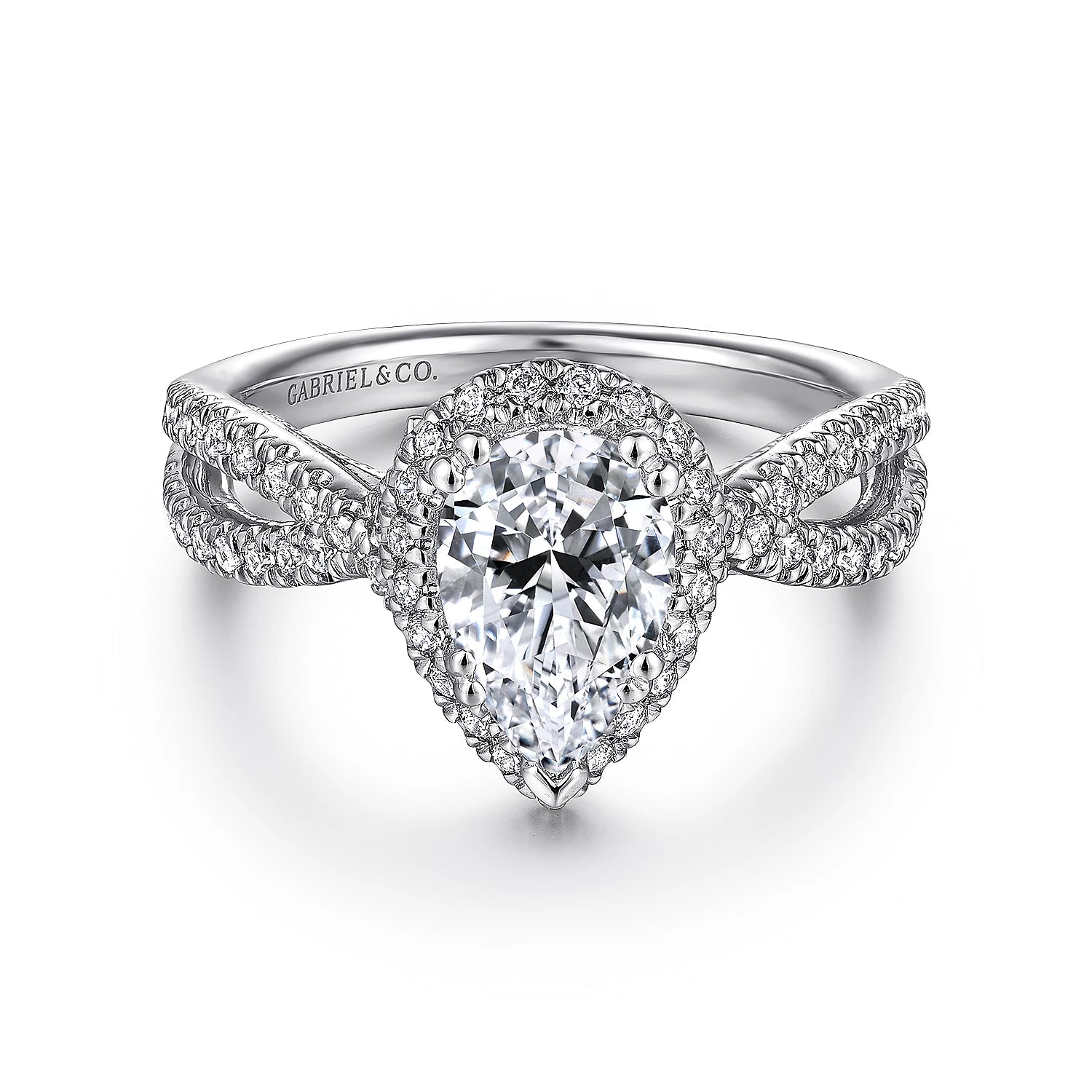 Twisted band pear engagement ring deals