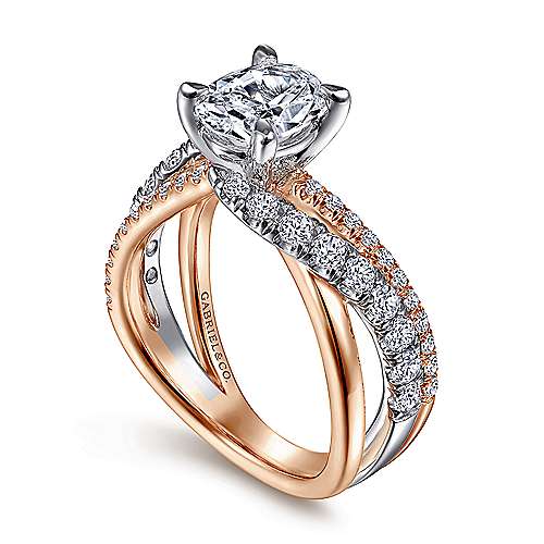 14Kt Rose Gold Free-Form Engagement Ring Mounting With 0.19cttw Natural  Diamonds – Lasker Jewelers