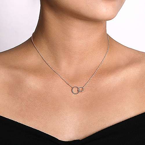 Necklace gold leather dual circles medium – Ela women's fashion