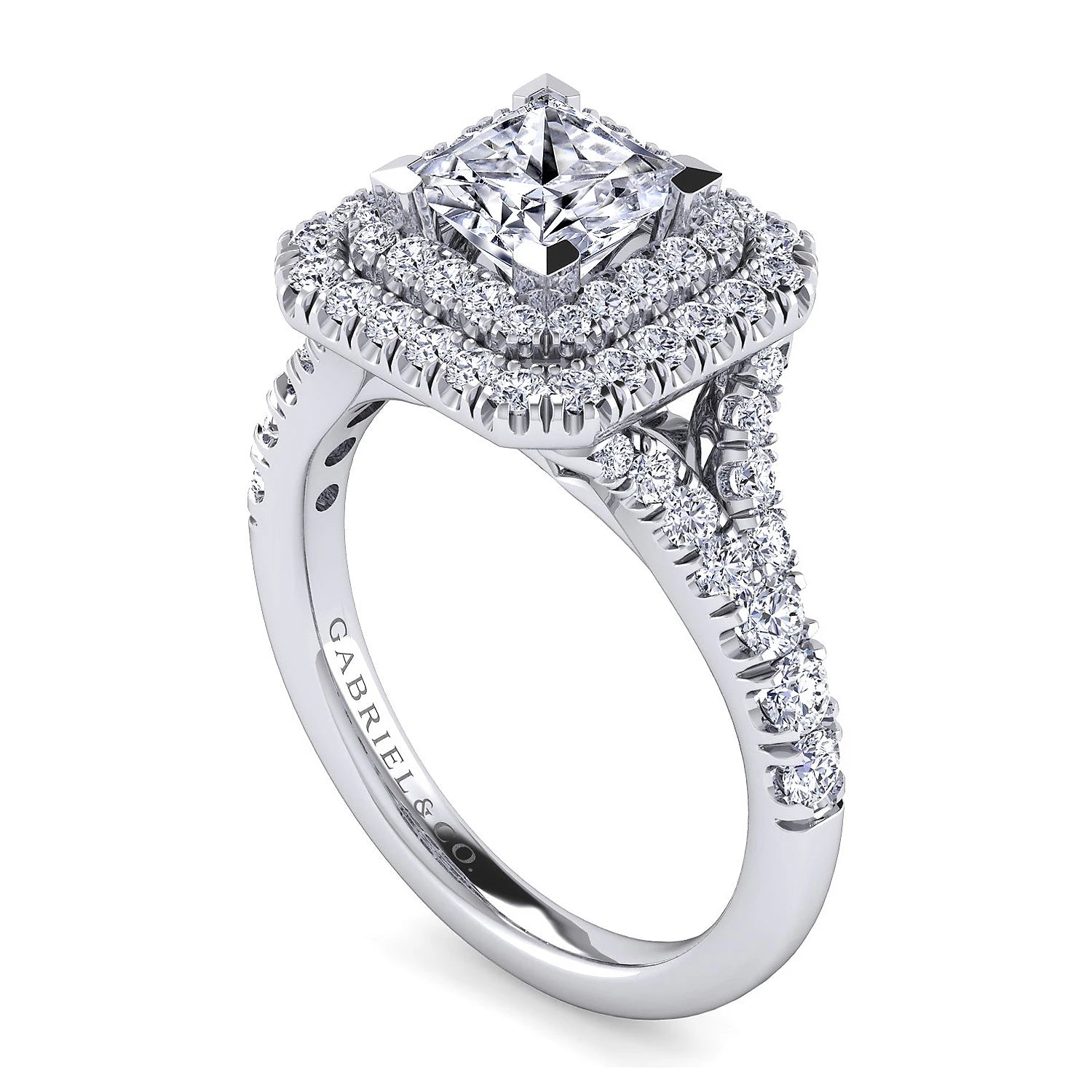 Moonstone Diamond Engagement Ring, Double Halo Ring with Intricate Fil -  Abhika Jewels