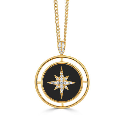 Louis Vuitton Onyx & Diamond B Blossom Pendant Necklace - 18K