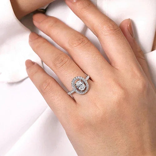 Cubic zirconia halo engagement ring set - Luxuria