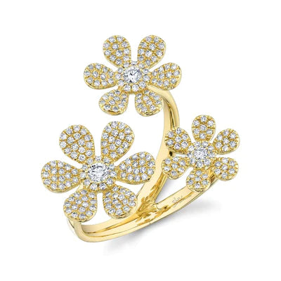 Three flower sales diamond ring