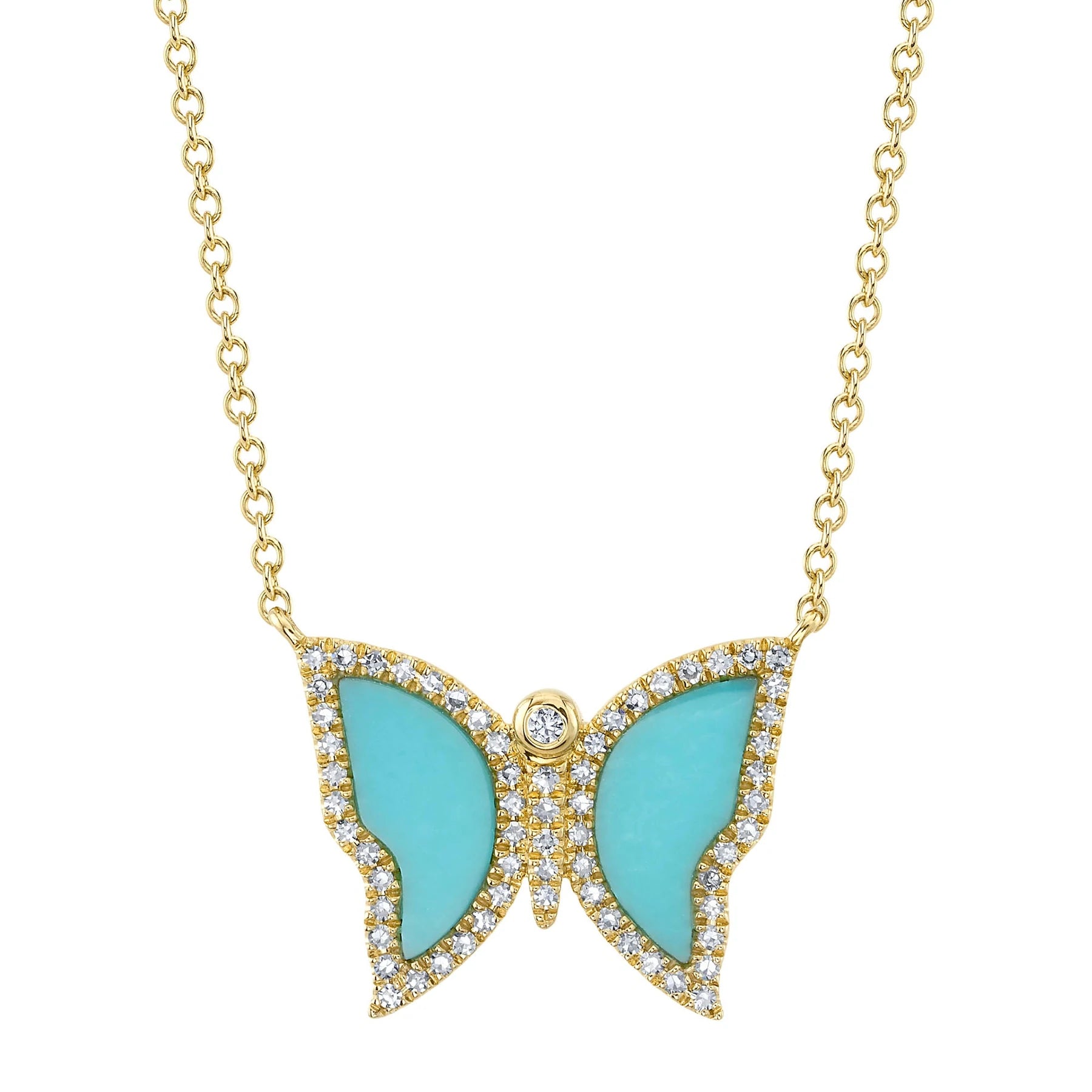 Diamond Composite Turquoise Butterfly Necklace - Main Image
